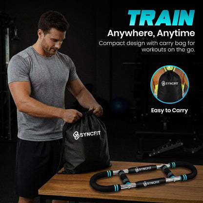Adjustable Twister Arm Trainer with 5 Resistance Levels (40–120 lbs), 4 Springs, Anti-Slip Handles, and Carry Bag - Chest Training Equipment for Home Gym Use for Men and Women