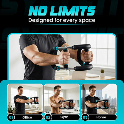 Adjustable Twister Arm Trainer with 5 Resistance Levels (40–120 lbs), 4 Springs, Anti-Slip Handles, and Carry Bag - Chest Training Equipment for Home Gym Use for Men and Women