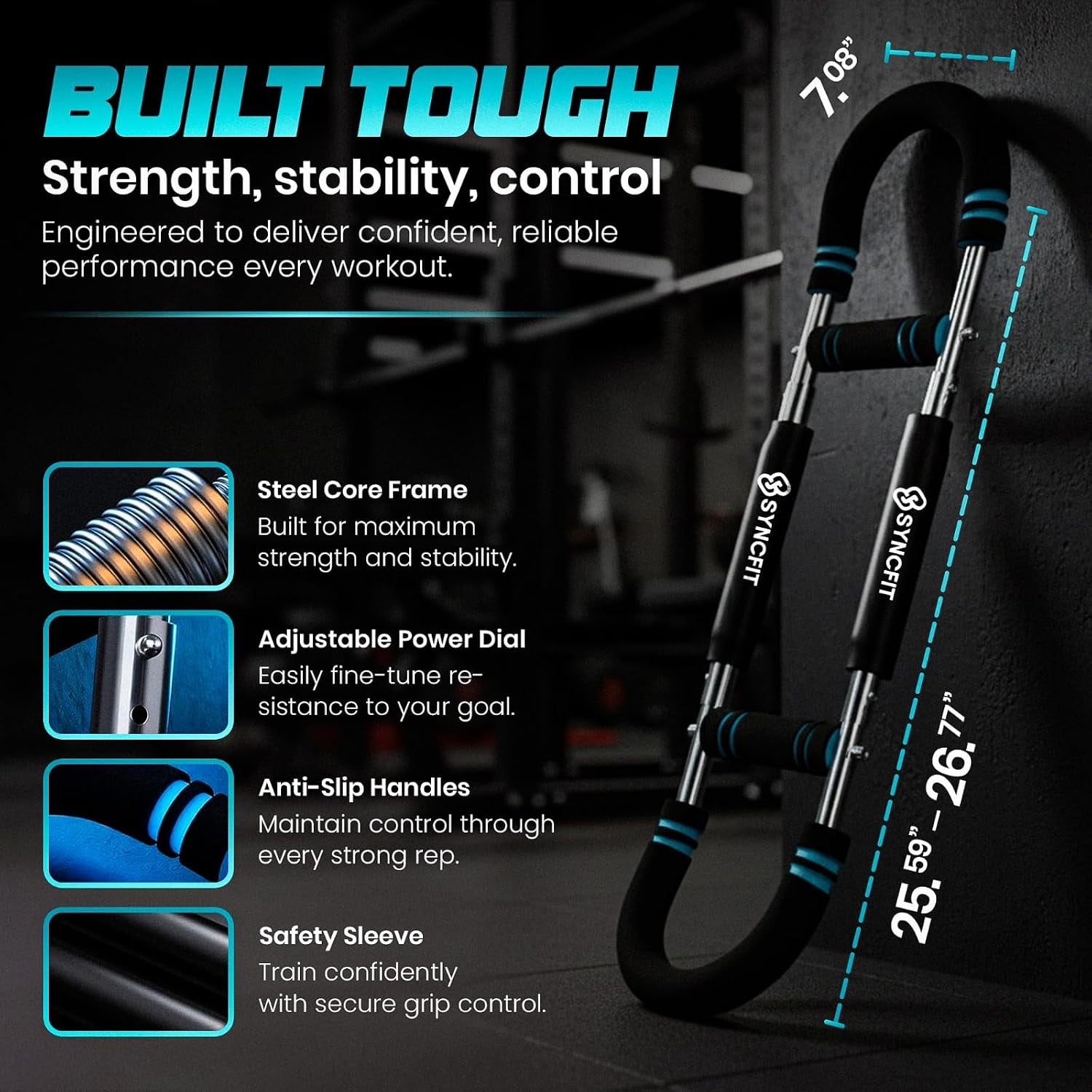 Adjustable Twister Arm Trainer with 5 Resistance Levels (40–120 lbs), 4 Springs, Anti-Slip Handles, and Carry Bag - Chest Training Equipment for Home Gym Use for Men and Women